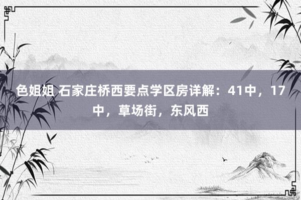 色姐姐 石家庄桥西要点学区房详解：41中，17中，草场街，东风西