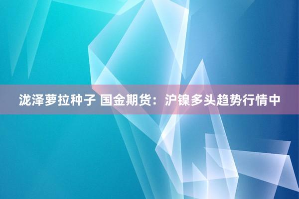 泷泽萝拉种子 国金期货：沪镍多头趋势行情中