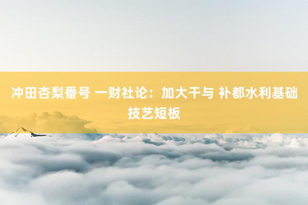 冲田杏梨番号 一财社论：加大干与 补都水利基础技艺短板