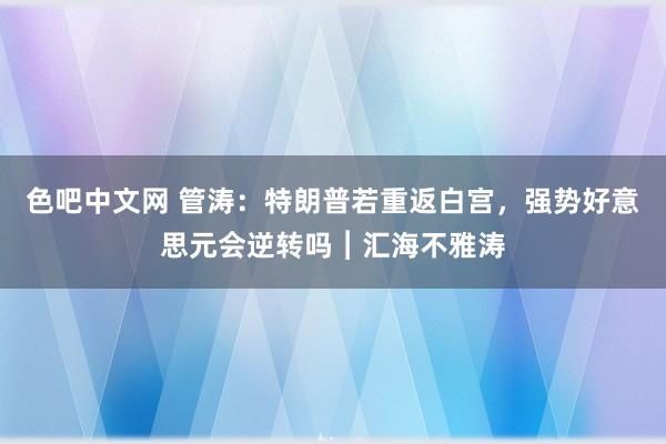 色吧中文网 管涛：特朗普若重返白宫，强势好意思元会逆转吗︱汇海不雅涛