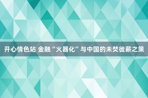 开心情色站 金融“火器化”与中国的未焚徙薪之策