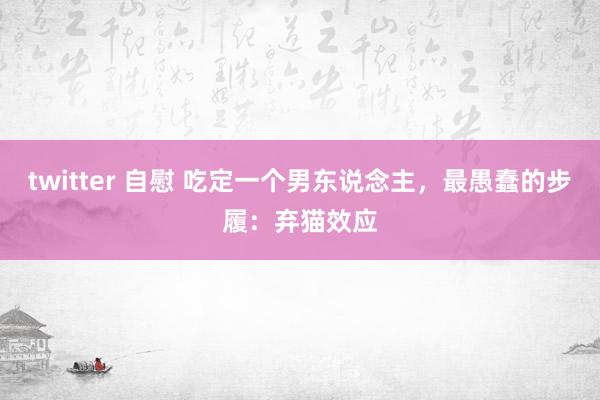 twitter 自慰 吃定一个男东说念主，最愚蠢的步履：弃猫效应