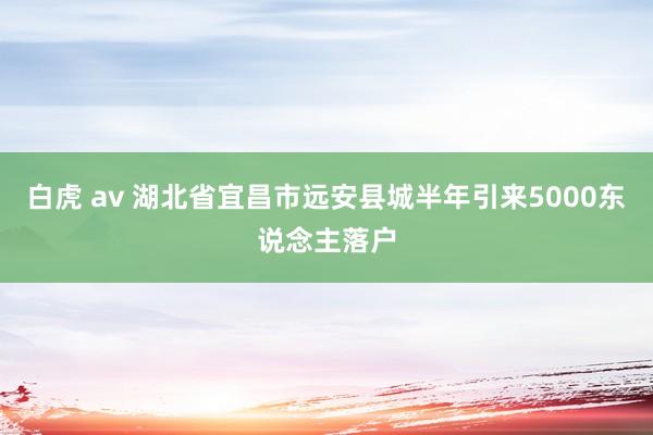 白虎 av 湖北省宜昌市远安县城半年引来5000东说念主落户