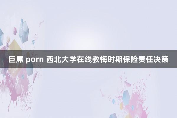 巨屌 porn 西北大学在线教悔时期保险责任决策