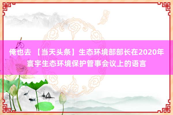 俺也去 【当天头条】生态环境部部长在2020年寰宇生态环境保护管事会议上的语言