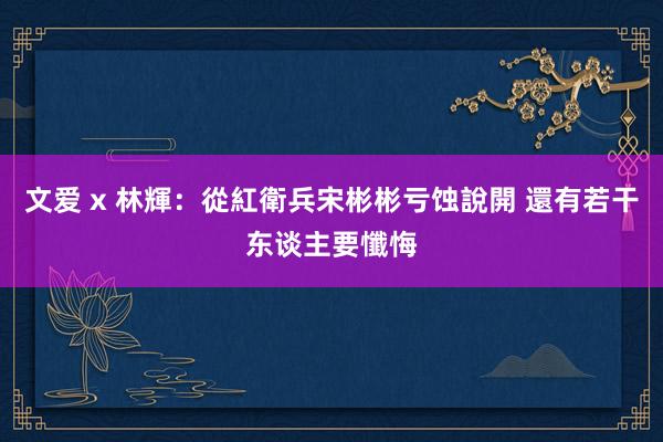 文爱 x 林輝：從紅衛兵宋彬彬亏蚀說開 還有若干东谈主要懺悔